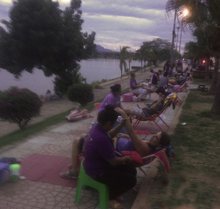 a massage on the river bank 