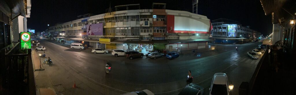 an empty street night time at Nan Thailand