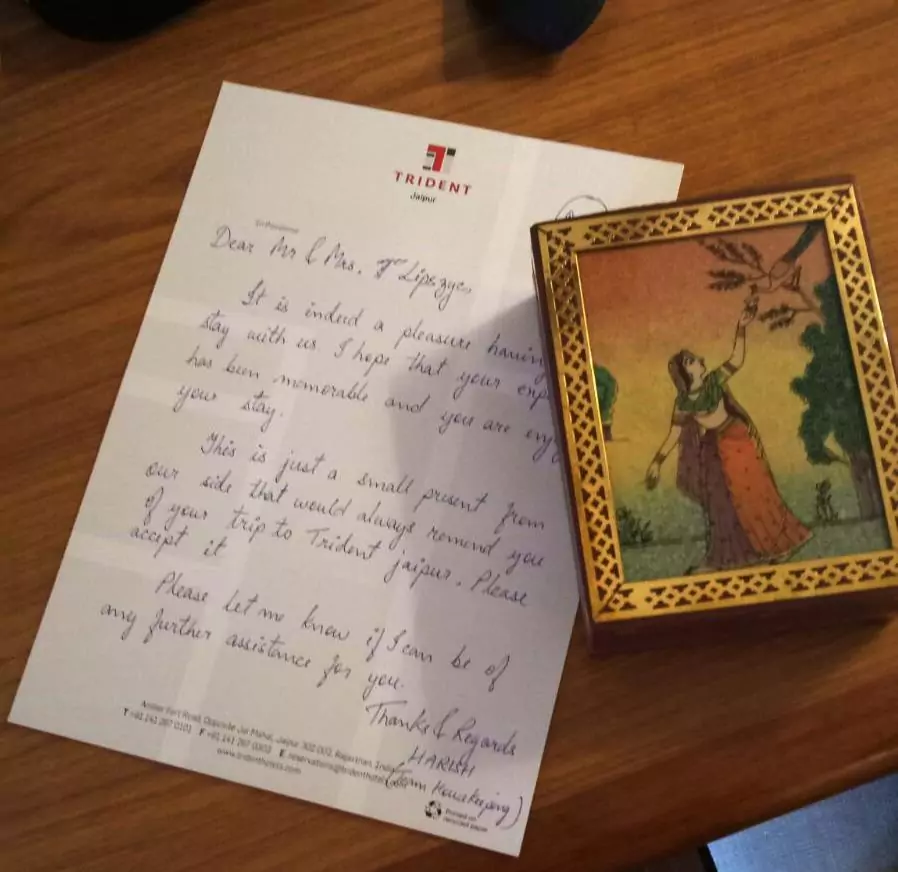 A gift from Triedent hotel Jaipur
